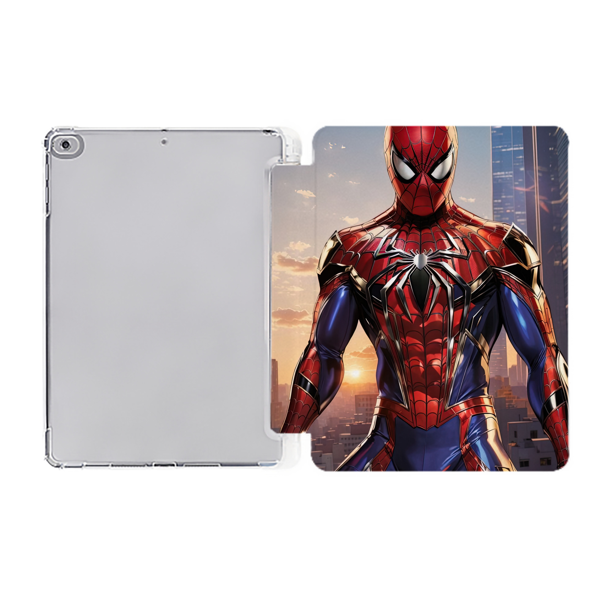 （画像用） Spider Man スパイダーマン IPad ケース ペン収納付き 三つ折りスタンド PUレザー×シリコン 対応機種9.5/10.5/10.9インチ